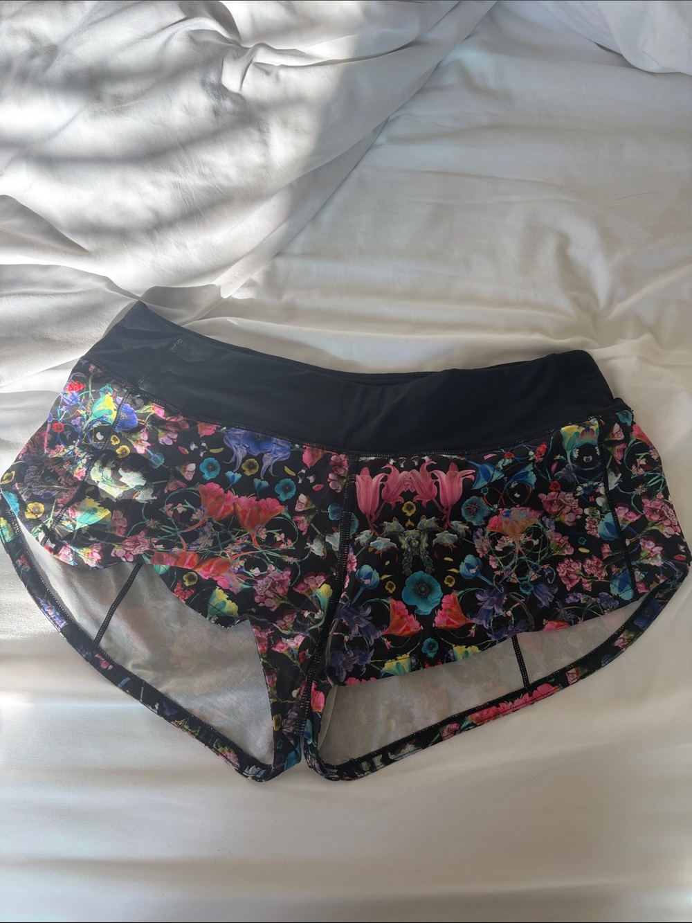 lululemon athletica low rise 2.5 Black Floral Athletic Shorts